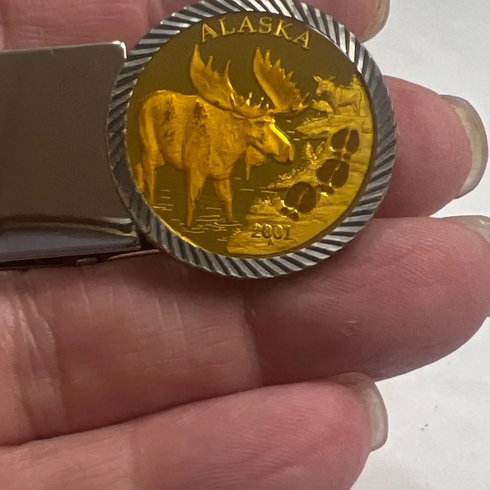 Silver and Gold Money Clip Alaska moose 2001